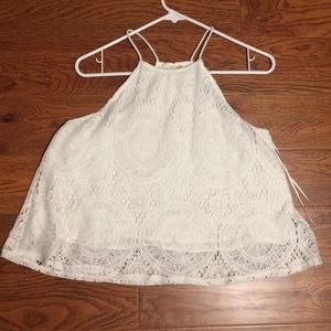 Cropped laced halter top